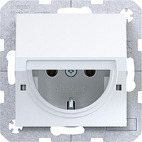 Hager WAS1112WG Steckdose Schuko Klappdeckel A.X/C.X Lichtweiß GläNzend