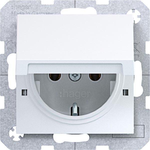 Hager WAS1112WG Steckdose Schuko Klappdeckel A.X/C.X Lichtweiß GläNzend-image