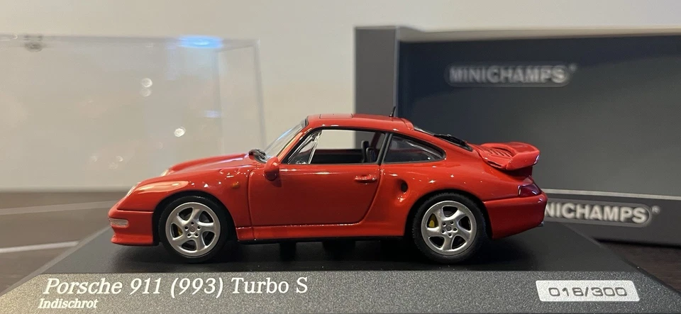 Porsche 911 Turbo S 993 Minichamps  1 43 Indischrot ! 1 Of 300! Very Rare! - Immagine 3 di 4