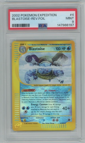2002 POKEMON EXPEDITION #4 BLASTOISE-Rev HOLO PSA 9