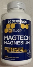 Natural Stacks Magtech Magnesium – 180 Vegan Capsules – Expires 09/2028