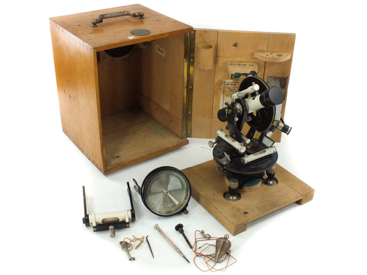 Ertel-Werke München 637 Double Circle Repetition Theodolite Compass Wooden Case