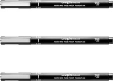 PIN Drawing Pen FINELINER Ultra FINE LINE Marker 0.05Mm Black Ink - Pack of 3