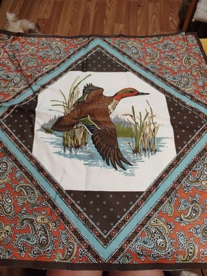 Vintage Browns Cranston VIP Paisley Wild Duck Pillow Fabric CUT Panel 15'' 