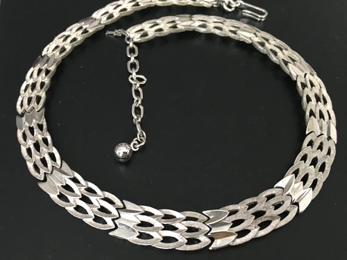 Vintage Necklace SIGNED TRIFARI Silver tone Chain Jewelry lot v