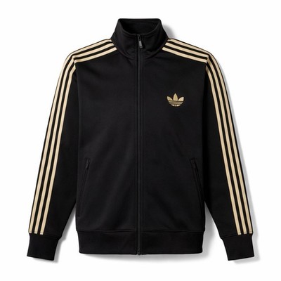 Adidas Firebird Track Jacket XL Black Gold Men's Retro Style Casual Track Top