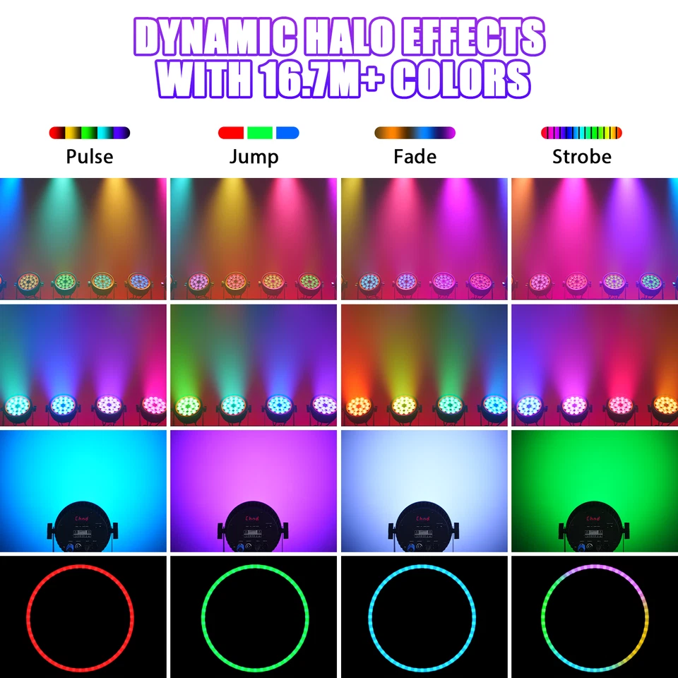 18 LED RGBW Par Wash Stage Lighting Quiet DMX Light Disco Party Show Wedding - Image 4 of 4