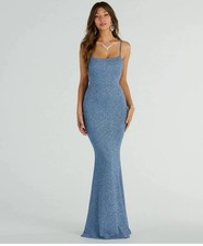 Gwendolyn Glitter Knit Bow-Back Mermaid Prom Dress for Women Size S Worn Once