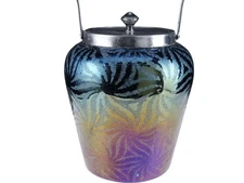 c1920 Bohemian Art Deco Iridescent art glass biscuit jar