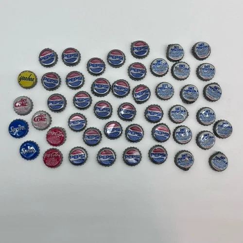 Vintage Soda Bottle Caps Lot of 47 Pepsi Diet Pepsi Coke Diet Coke Sprite Yoohoo