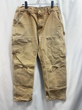 Vtg Carhartt B01 Size 34x32 Brown Double Knee Original Fit Work Men  s Pants