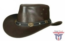 Men and Women Brown Genuine Leather Cowboy Western Hat