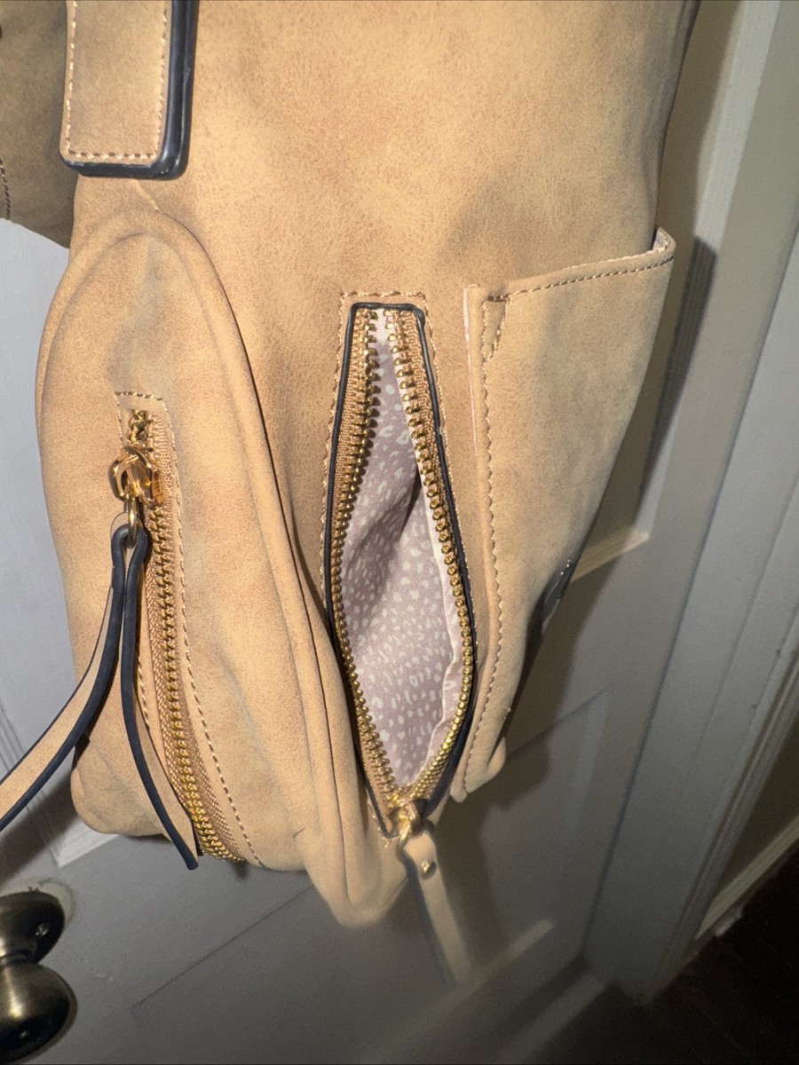 Tan Satchel Purse-clean Inside-leopard Inside View 6