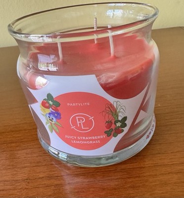 Partylite 3-Docht Duftwachsglas Juicy Strawberry Lemongrass neu ovp
