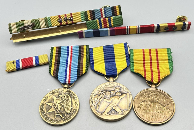 Vietnam War Army, Navy, USMC Medals & Ribbon Bars Group Lot Of 11