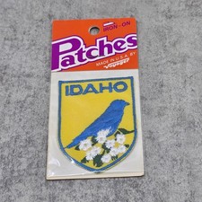 NIP Vintage Idaho Mountain Bluebird Syringa Flower Patch Voyager Iron-on NOS USA