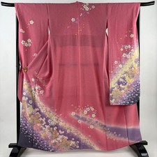 Long-sleeved kimono length 162.5cm sleeve length 67cm sleeve cherry blossom