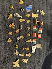 Vintage Enamel Lapel Pin Lot 37 Pieces Mixed Souvenir Collectible