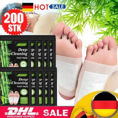 200pcs Bamboo Detox Foot Patches Pads Body Toxins Feet Deep Cleansing Natural