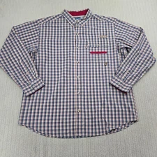 Columbia PHG Shirt Mens Extra Large Blue Beige Check Perfromance Hunting Gear