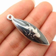 925 Sterling Silver Vintage Siam Niello Hindu Goddess Reversible Charm Pendant