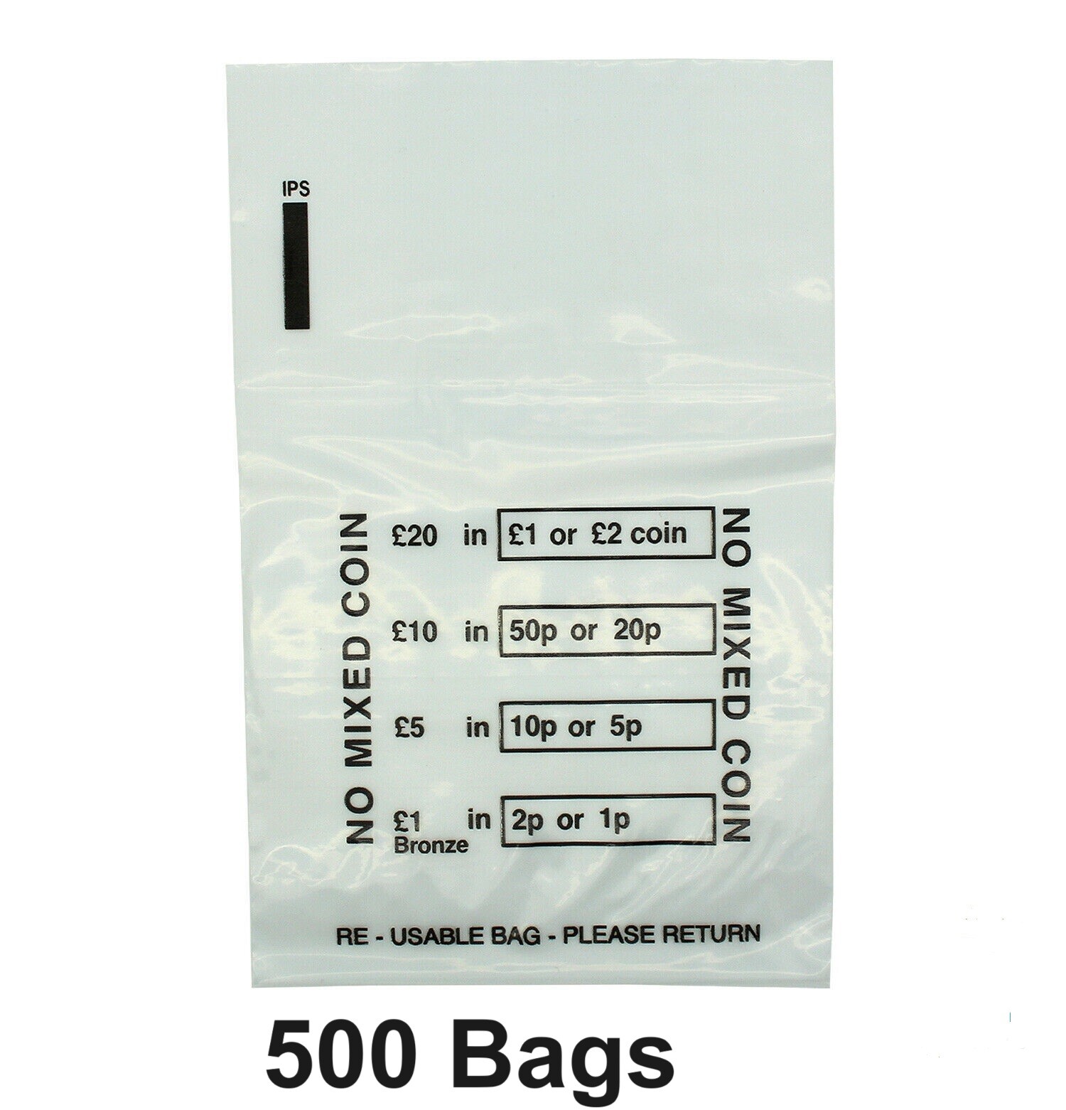 PLASTIC COIN BAGS MONEY BANK BAGS NO MIXED COINS CHANGE CASH RETAIL