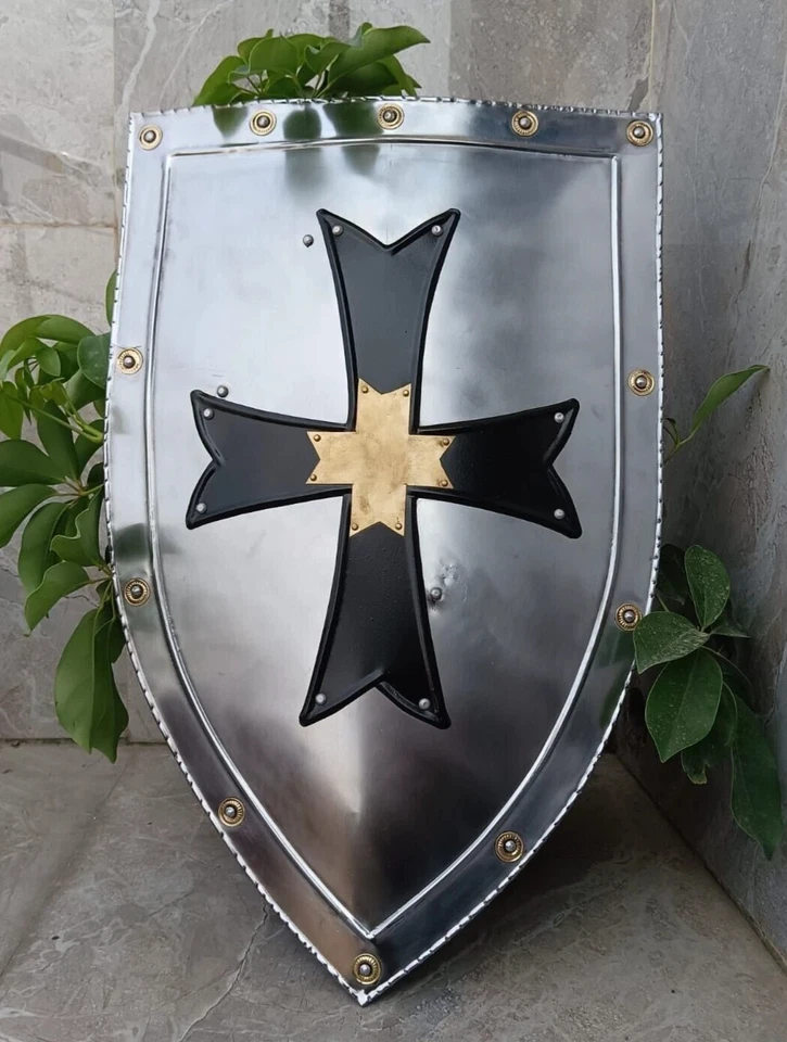 Rüstung Tempelritter Schild Stahlrüstung Schild Kampfkrieger Larp Schild Geschen - Bild 1 von 4