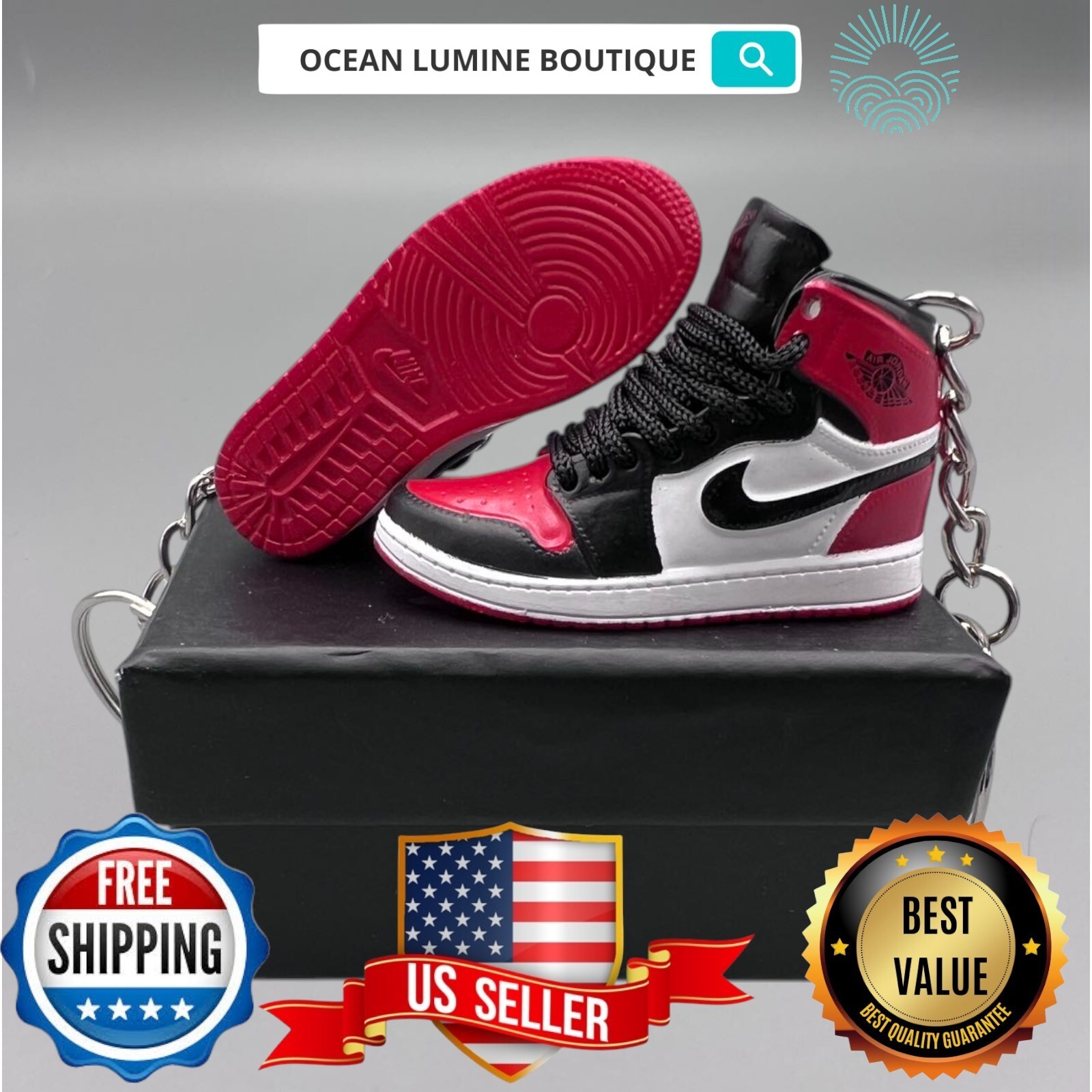 Air Jordan 3D Mini Sneaker Keychain, Basketball Sneaker Collectible, Box Options