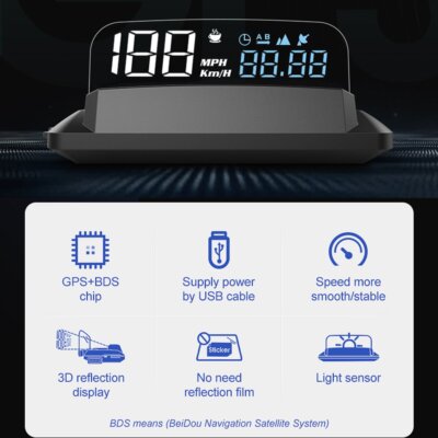 OBD HUD Head-Up Display - Projects Speed, Navigation & Alerts Onto Your Windshield - View #9