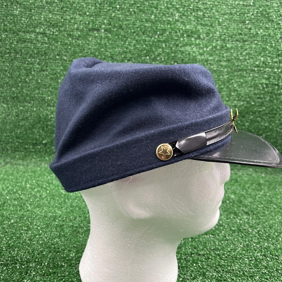 联军内战复制品羊毛 Kepi 带交叉步枪 尺寸 S 蓝色 黑色 — 第 3/4 张图片