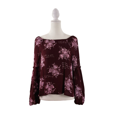 Cinq à Sept Amelie Off Shoulder Purple Floral Top Size Small