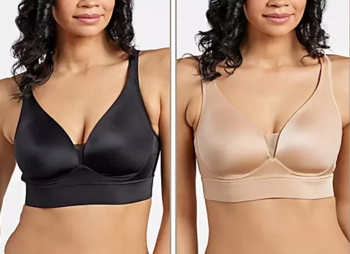 Jockey - Forever Fit V-Neck Molded Wirefree Bra Set of 2 - (1) Black & (1)  Light