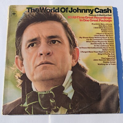 Johnny Cash The World Of UK 1970 12'' Double Vinyl LP CBS  66237 EX/VG / Busted 