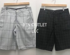 O'NEILL Sz 32 Men's Casual Plaid Flat Front Walking Shorts Golf Beach Black Wh