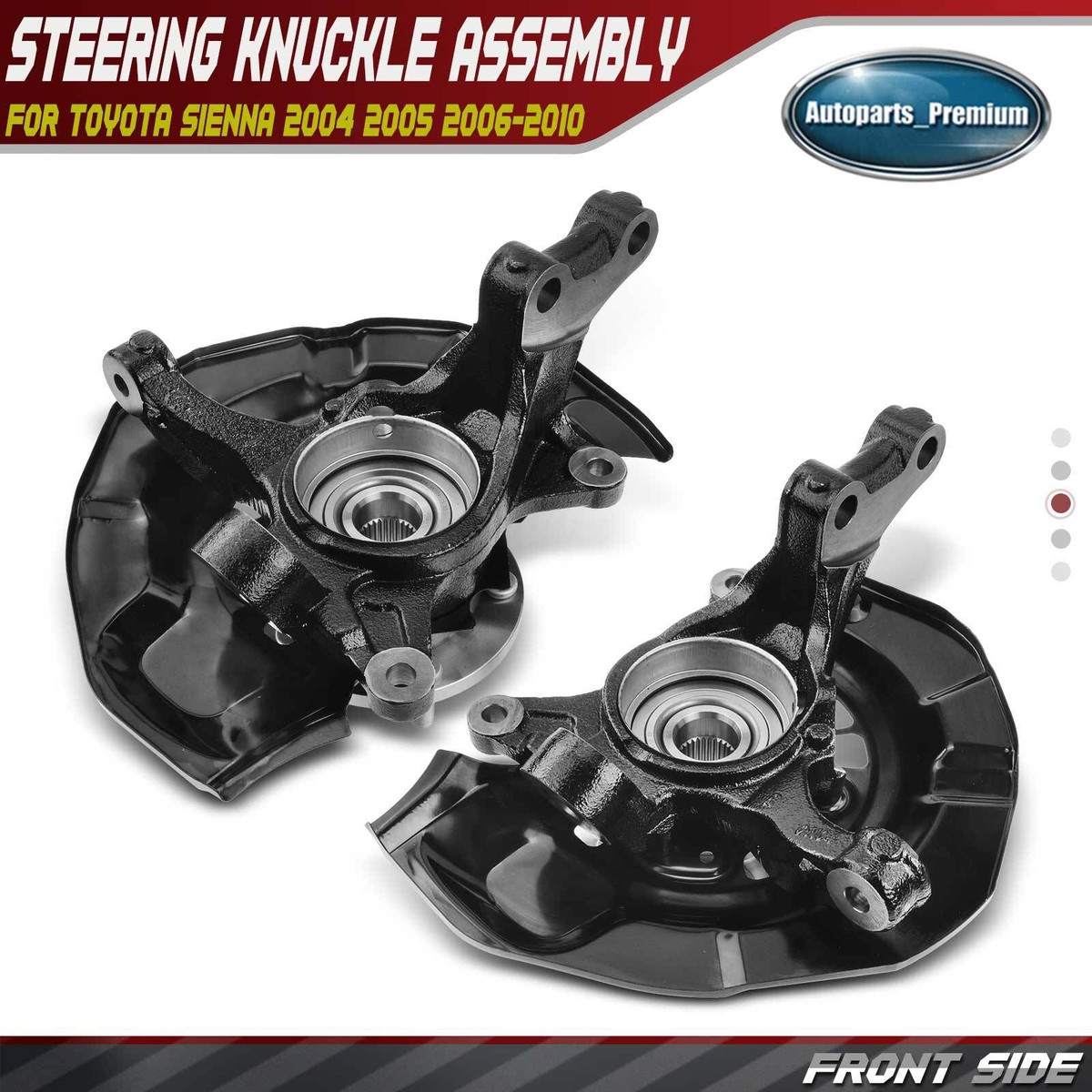 Detroit Axle Front Steering Knuckle & Wheel Hub Bearing Assembly Kit For 2004-2010 Toyota Sienna (FWD) – Driver & Passenger Sides