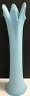 FENTON Stretch Swung Blue Satin Custard Milk Glass Diamond Pattern Vase 15”