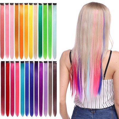 10 Bunte Clip-in Haarverlängerungen – Ombré-Lila, Glatt, Mit Klammern – Einfach Anzubringen & Stylisch