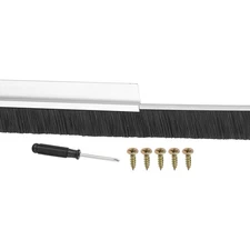 Door Brush Sweeps 1.18" x 47.24", Door Sweep for Bottom of Door, Silver/Black