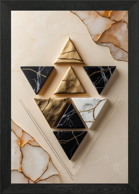 Moderne Eleganz: Geometrisches Kintsugi gerahmtes Wandbild Poster Leinwanddruck Bild
