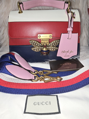 AUTHENTIC GUCCI Queen Margaret Bee Blind For Love Leather Multicolor 476541