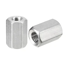 M8 x 1.25-Pitch 20mm Length Coupling Nuts, 6pcs 304 Stainless Steel Nuts