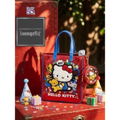 Loungefly Sanrio Hello Kitty 50th Anniversary Metallic Tote & Coin Bag NWT
