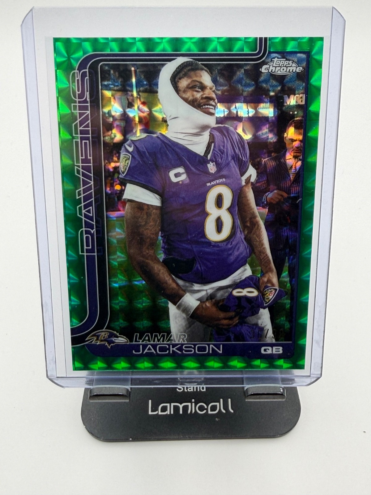 LAMAR JACKSON 2025 TOPPS CHROME IMAGE VARIATION GREEN GEO /99