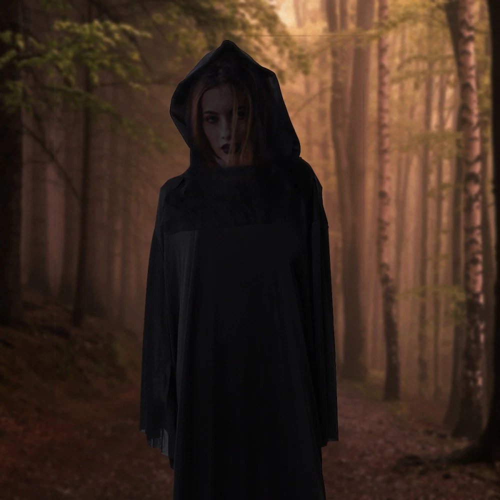 VETEMENTS Costume creativo 1 pezzo Halloween vestito fantasia festa nero vestito cosplay