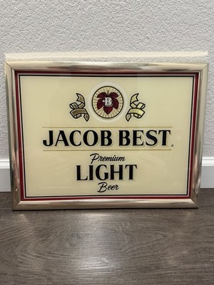 Vintage* Jacob Best Premium Light Beer Glass Sign 1984 Man Cave Bar