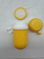 Yellow Plastic Thermos with Cup Lid and Stopper Made in Taiwan