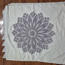 DOILY 17 1/2 INCH DIAMETER GREY LACY CROCHET HANDMADE TABLE TOPPER BY ME NEW