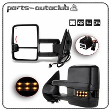 Power Heated Smoke W Turn Signal Towing Mirrors For 07-14 Chevy Gmc 2500 3500hd