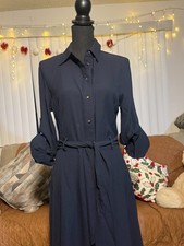 Lauren Ralph Lauren Fit & Flare Shirtdress Navy Size 8 NWT