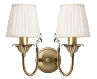 Jugendstil Doppel Wandleuchter Stoffschirm Messing Bronziert Wandlampe Leuchte